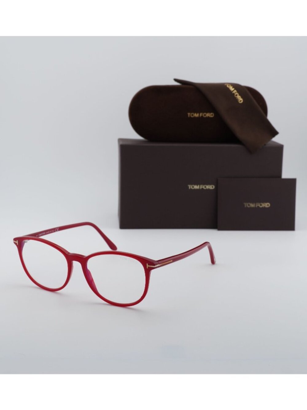 Tom Ford FT5810-B 074 Round Eyeglasses 53mm -  Red / Blue Light Block
